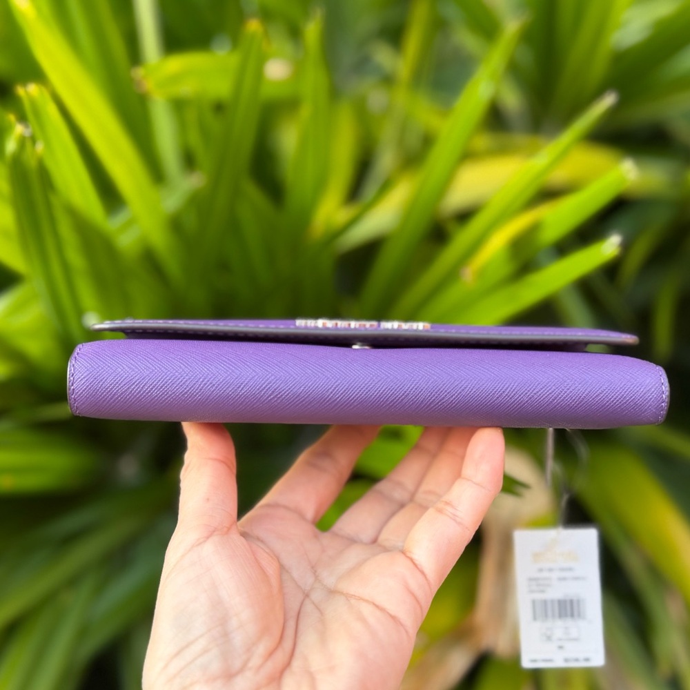 Michael Kors Jet Set Travel LG Trifold Wallet Purple - Picture 9 of 11